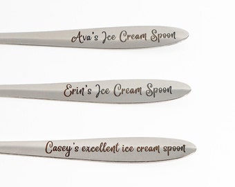 Personalised Ice Cream Spoon, Bespoke Sundae Spoon, Gift for Kids Husband Wife, Birthday Gift for Dad Mum Friends