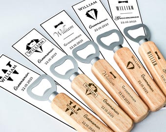 Personalised Wooden Bottle Opener Groom, Best Man, Groomsman Gift, Father of the Groom Gift, Custom Wedding Favours for Usher, Keepsake Gift