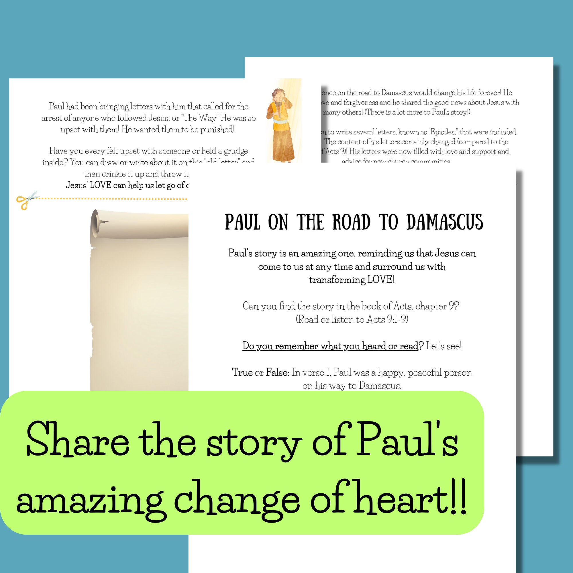 Paul on the Road to Damascus Sunday School Printable - Etsy