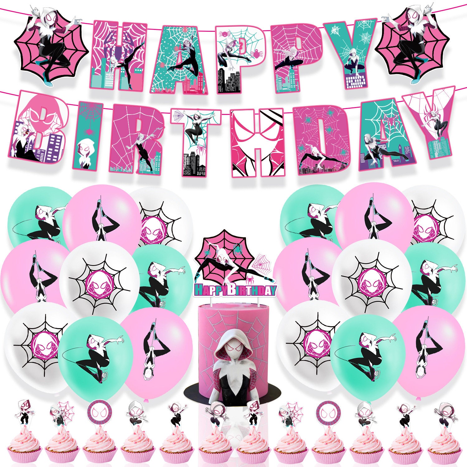 Gwen Ghost Spider Birthday Party Decorations For Girls Etsy gwen-ghost-spider-birthday-party-decorations-for-girls-etsy