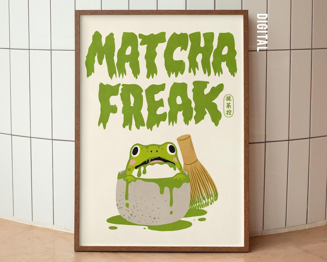 Matcha Frog Art Print, Asian Beverage Tribute (digital Download) - Etsy
