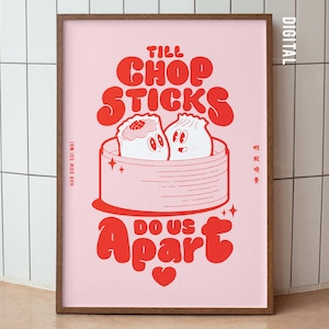 Arte mural ilustrado de comida asiática Dim Sum de estilo moderno, pósteres con comida, póster gastronómico, regalo único, decoración de cocina, impresión artística caprichosa