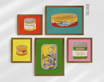 Asian Food Art Print Set: Canned Comfort Foodie Decor (Digital Download)