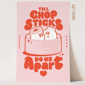 Dim Sum Asian Food Illustrated Art Print, Posters With Food, Food Poster, Unique Gift, Kitchen Decor, Whimsical Modern Style