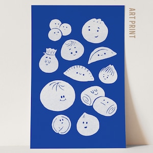 Dumplings and Baos Asiatisches Essen Illustrierte, Moderne Kunst, Food Poster, Einzigartiges Geschenk, Küchendekoration, Kunstdruck