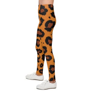 Trendy Leopard Print Youth Leggings, Comfortable Pants for Girls, Stylish Activewear, Fun Playtime Apparel, Birthday Gift Idea