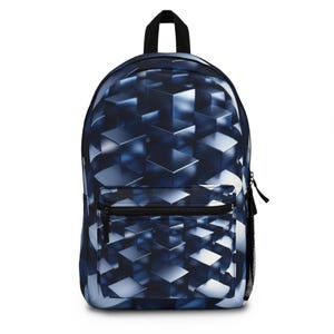 Geometric Cube Pattern Backpack - Stylish School Bag, Travel Backpack, Unique Gift for Students, Lightweight, Trendy Design