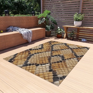 Stylish Python Pattern Outdoor Rug for Patio Decor, Waterproof Mat for Garden, Boho Chic Carpet, Outdoor Space Rug, Camping Essential