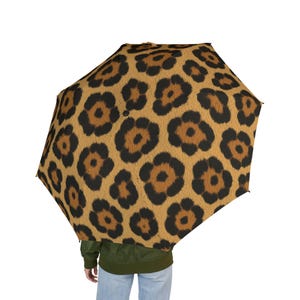Schicker Leoparden Print Regenschirm | Stilvoller faltbarer Regenschirm | Regnerischer Tag Essential | Geschenke für Sie | Mode Accessoire