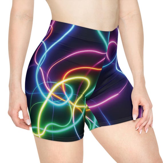 Shiny Biker Neon Blue Biker Shorts Vibrant Women's Biker Shorts