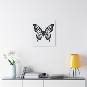 Elegant Butterfly Canvas Art Print, Black and White Wall Decor, Perfect for Home or Office, Gift for Nature Lovers, Wedding Present,
