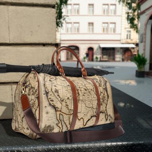 Sac de voyage étanche vintage Map - Bagage élégant pour aventures, vacances, plein air, week-ends, idées cadeaux