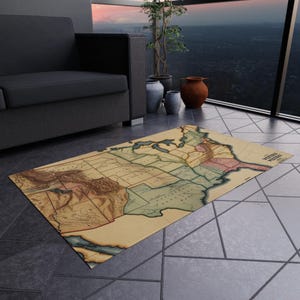 Tapis d'extérieur carte vintage occidental, décoration géographique pour terrasse, camping, pique-nique, décoration de maison unique, inspiration voyage, amateur de plein air