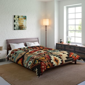 Bohemian Southwestern Comforter, Cozy Blanket for Home Decor, Aztec Pattern Bedding, Tribal Throw, Perfect for Gifts and Fall Decor