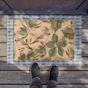 Tropical Floral Doormat - Welcome Mat with Hibiscus, Housewarming Gift, Entryway Decor, Patio Accessory, Spring/Summer Home