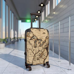 Vintage Map Design Suitcase, Travel Luggage, Perfect for Adventurers, Richelieu, Gifts for Travelers, Holiday Travel Essentials