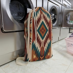 Tribal Pattern Laundry Bag, Boho Chic Hamper, Laundry Tote, Eco-Friendly Storage Bag, Unique Gift for Home
