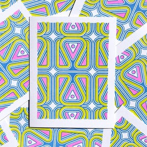 Riso Triangles Card | A2 Risograph Greeting Card