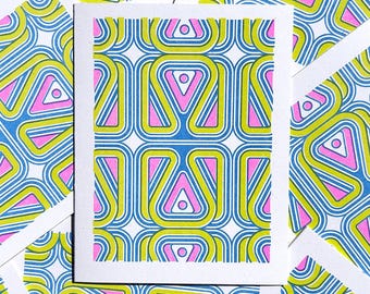 Riso Triangles Card | A2 Risograph Greeting Card