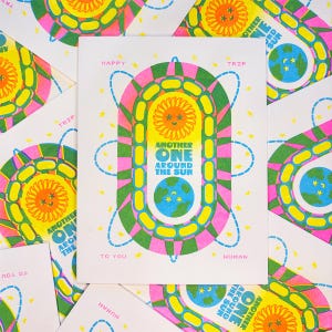 Happy Birthday | A2 Risograph Greeting Card | Birthday Card