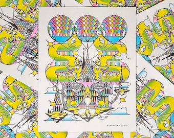 StarKeep Fortress Risograph Print | 11x14 Riso Print