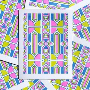 Riso Techno Card | A2 Risograph Greeting Card