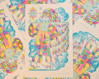 Knight Banneret Risograph Print | 11x17 Riso Print