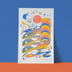 Space Fishin&#39; Risograph Print | 8.5x14 Riso Print