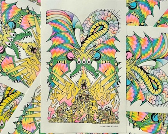 The Mad King Risograph Print | 11x17 Riso Print