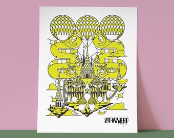 Fortress Risograph Print | 8.5x11 Riso Print