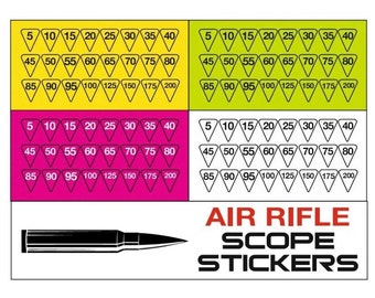 Air Rifle - Scope Turret / Parallax Stickers - Zeroing - Distance Guidance