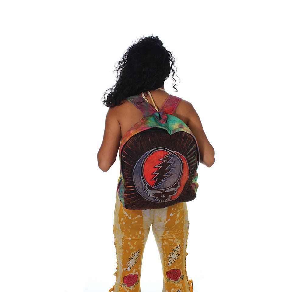 Grateful Dead Cotton Stonewash Razor Cut Backpack With Tie Dyed Back and  SYF Applique and Two Side Pockets -  UK
