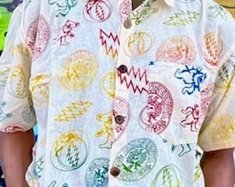 Grateful Dead Print Cotton Button-Up Shirt