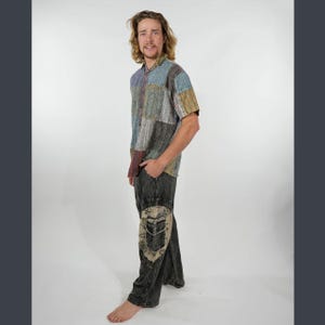 NEW SPEEDWAY Boogie Pants Cotton Stonewash Multi GD Print 6 Pocket Patchwork Cargo Pants