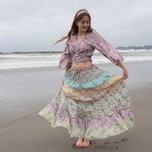 PAISLEY SWIRL SKIRT Hippie Boho Cotton Paisley Patchwork Maxi Skirt