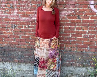 Boho Hippie Rayon Spandex Solid Long Sleeve Criss Cross Back Top