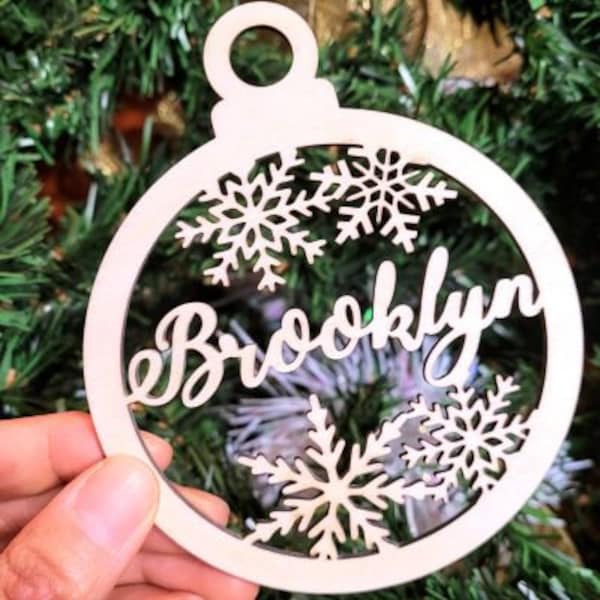 Customized Christmas Ornament - Name Tag - Snowflake - 4inches wide