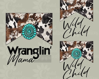 Wranglin Mama Wild Child Cowhide PNG, Digital Download, Instant Download, Sublimation, Mama Mini Bundle, png files