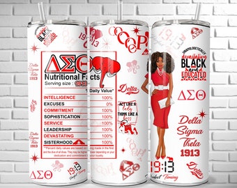 Delta Sigma Theta 20oz Skinny Tumbler, Sorority Gift,  Birthday Gift, Christmas Gift, Delta Sigma Theta Gift