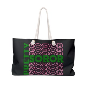 Pretty Sorority Weekender Bag; Alpha Kappa Alpha Bag, Soror Gift, Tote Bag, Graduation Gift, Birthday Gift, Travel Bag, Gift Bag