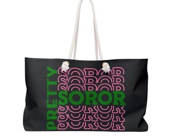 Pretty Sorority Weekender Bag; Alpha Kappa Alpha Bag, Soror Gift, Tote Bag, Graduation Gift, Birthday Gift, Travel Bag, Gift Bag