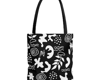 Midnight Black All Over Print Tote Bag, Shopping Bag, Gift For Women, Shoulder Bag
