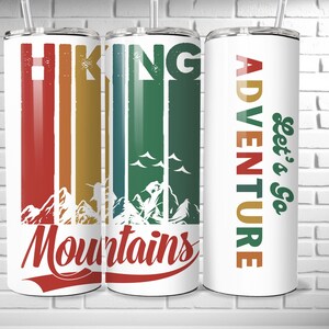 Hiking Mountains 20 Oz Skinny Tumbler, Hiking Gift Tumbler, Camping Outdoor Mug, Mountain Hiking Tumbler, Travel Cup, Sublimation Tumbler