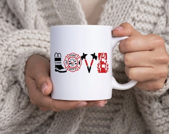 Firefighter Love 11 Oz Mug, Gift For Firefighter, Firefighter Graduate,Birthday Gift, Father's Day Gift, Fireman Mug
