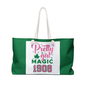 Personalized  Pretty Girl Magic Sorority Weekender Bag; Alpha Kappa Alpha Bag, Soror Gift, CustomTote Bag, Graduation Gift, Birthday Gift