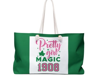 Personalized  Pretty Girl Magic Sorority Weekender Bag; Alpha Kappa Alpha Bag, Soror Gift, CustomTote Bag, Graduation Gift, Birthday Gift