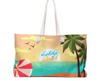 Let's Go Beach Weekender Tote Bag, Tote Bag, Beach Bag, Cute Tote Bag, Travel Tote