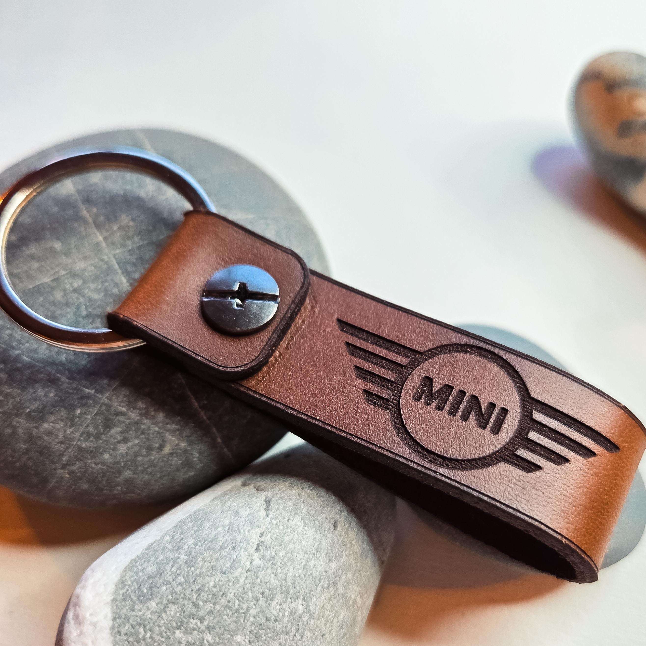 Mini Looped Leather Keyring Classic Vintage Style With Flat Split Ring ...