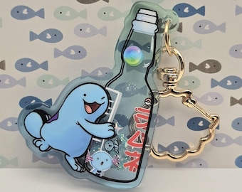 Portachiavi shaker Wooper Quagsire Ramune Liquid Glitter