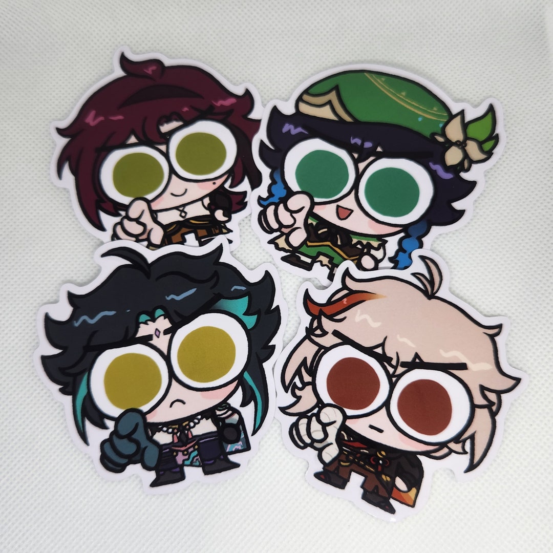 Genshin Impact Anemo Boys Pointing Stickers - Venti, Xiao, Kazuha ...